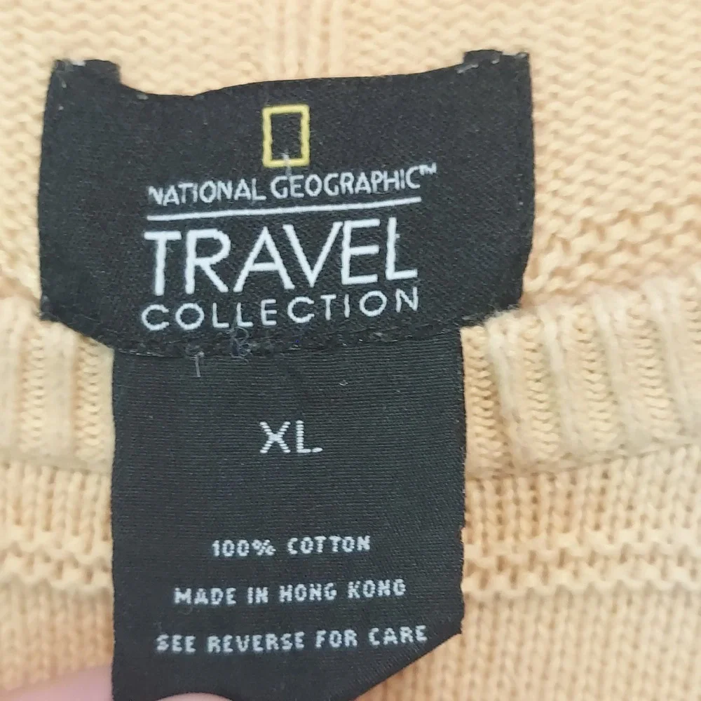 National‎ Geograpic Mens XL Yellow Cotton Sweater Gorpcore Preppy Grandpa